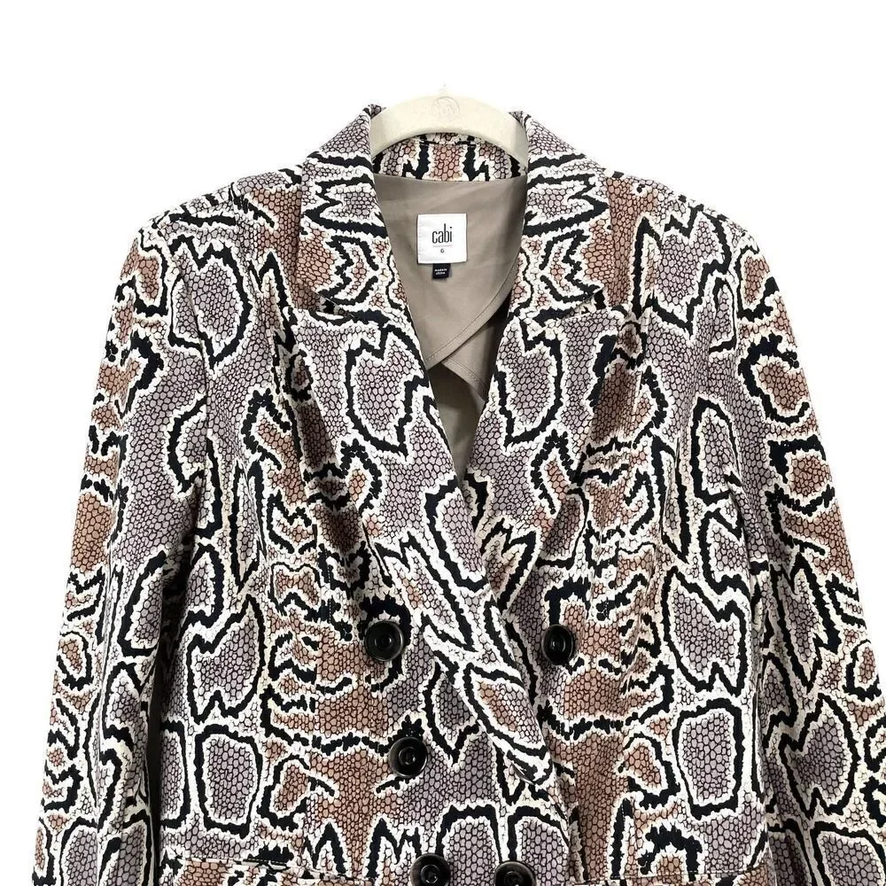 CAbi #3733 Python Blazer Snake‎ Print Tan Gray Jacket Sz 6 corpcore animal print
